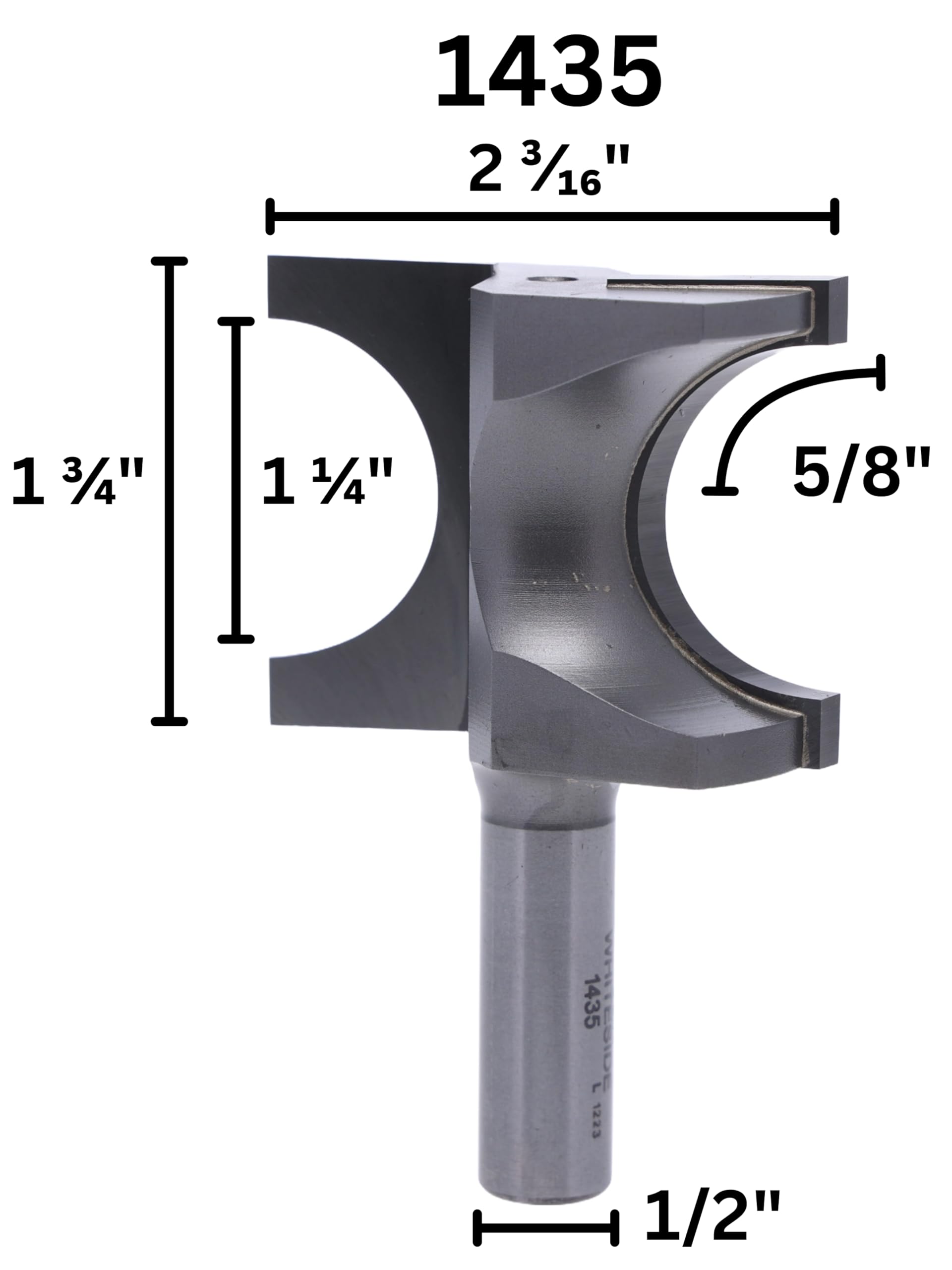 Whiteside Router Bits 1435 półokrągły bit o promieniu 1,5 cm i długości cięcia 3,5 cm
