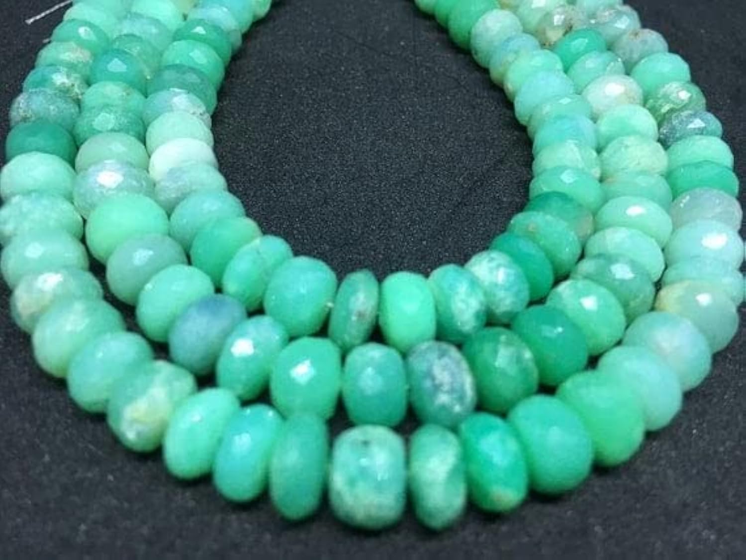 Chrysoprase perles rondelles facettées 7-8mm pour création de bijoux de lithothérapie