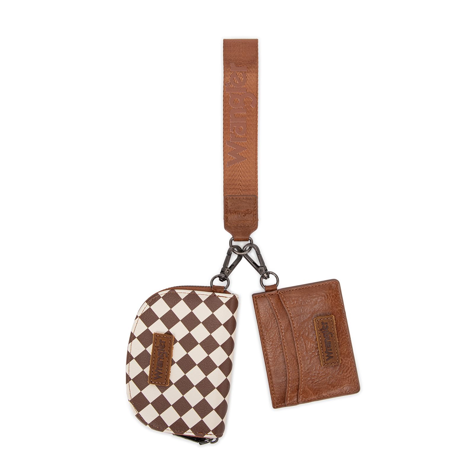 Montana West Wrangler KeyChain Wallet Checkered Wristlet Wallets for Women Western Dual Pouch Wristlet Credit Card Holder Wallet