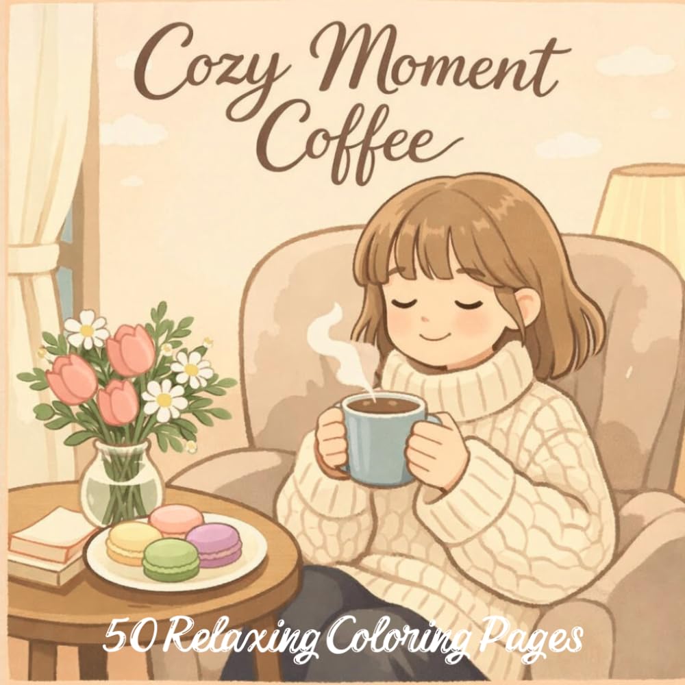 Cozy Coffee Moments: 50 Bold & Easy Coloring Pages: Cozy Coffee Moments to Relax, Unwind, and Relieve Stress