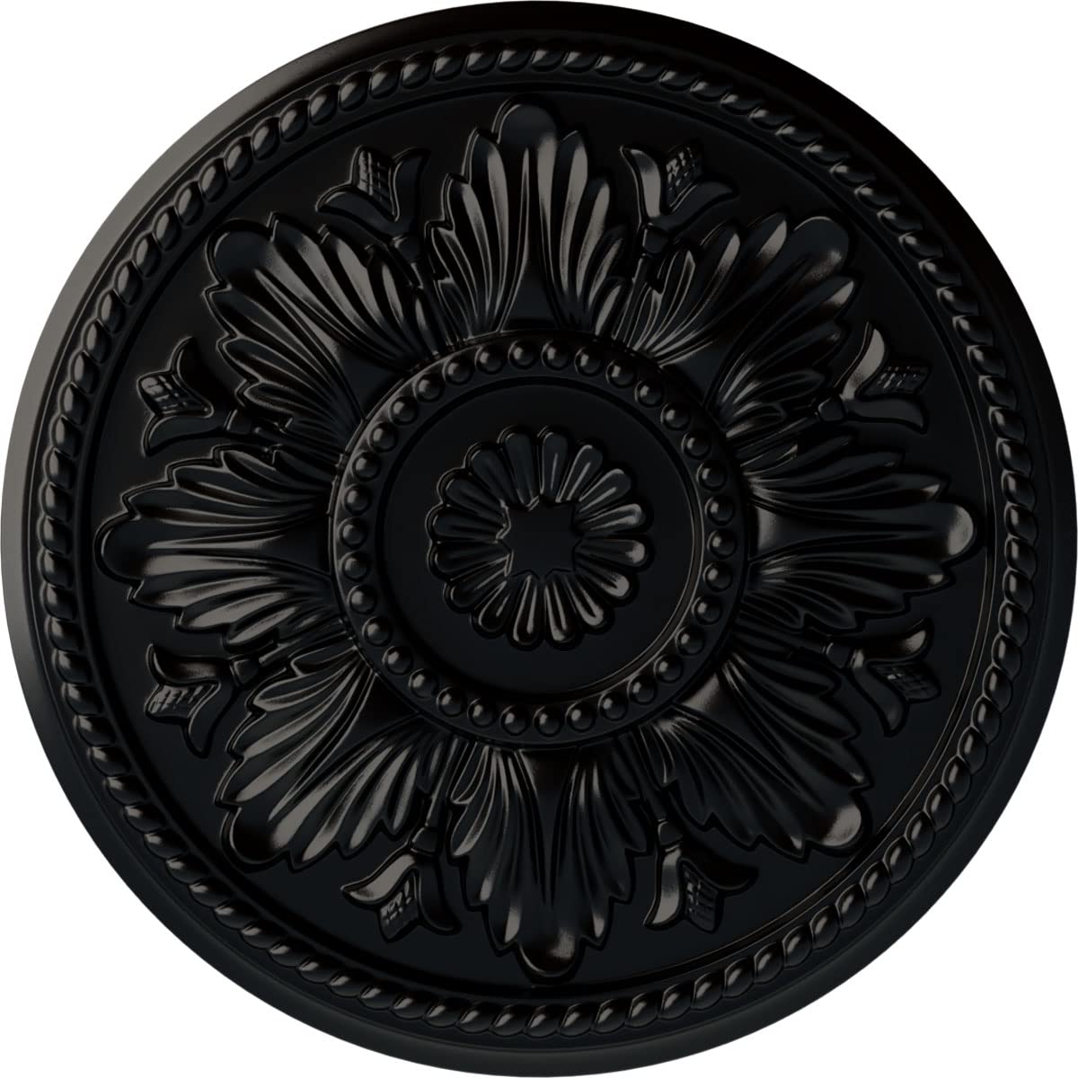 Ekena Millwork CM18EDBLF Edinburgh Ceiling Medallion, Jet Black