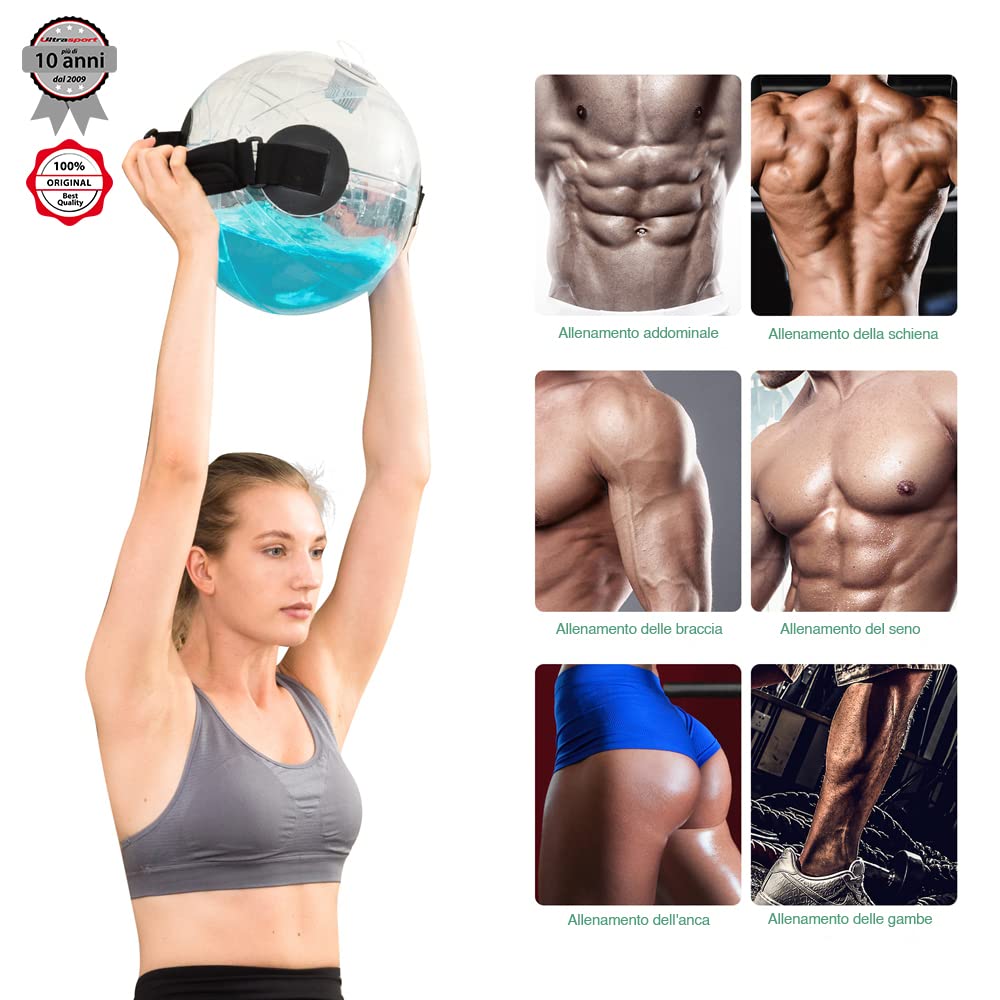 Ultrasport Aqua Fitness Bulgarian Bag, Sacca d'Acqua Riempibile con Acqua per Cardio Interval Addestramento Crossfit Sollevamento Pesi Borsa Pesi ad Alta Intensità