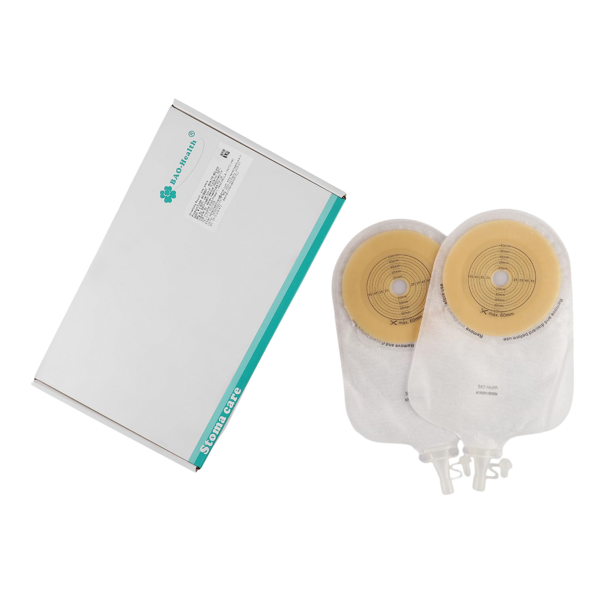 Bao Health, One Piece Pouch for Urostomy, TRANSPARENT, WITH TAP AND ANTI REFLUX VALVE 60mm (4016 001) (Pack of 5) 2