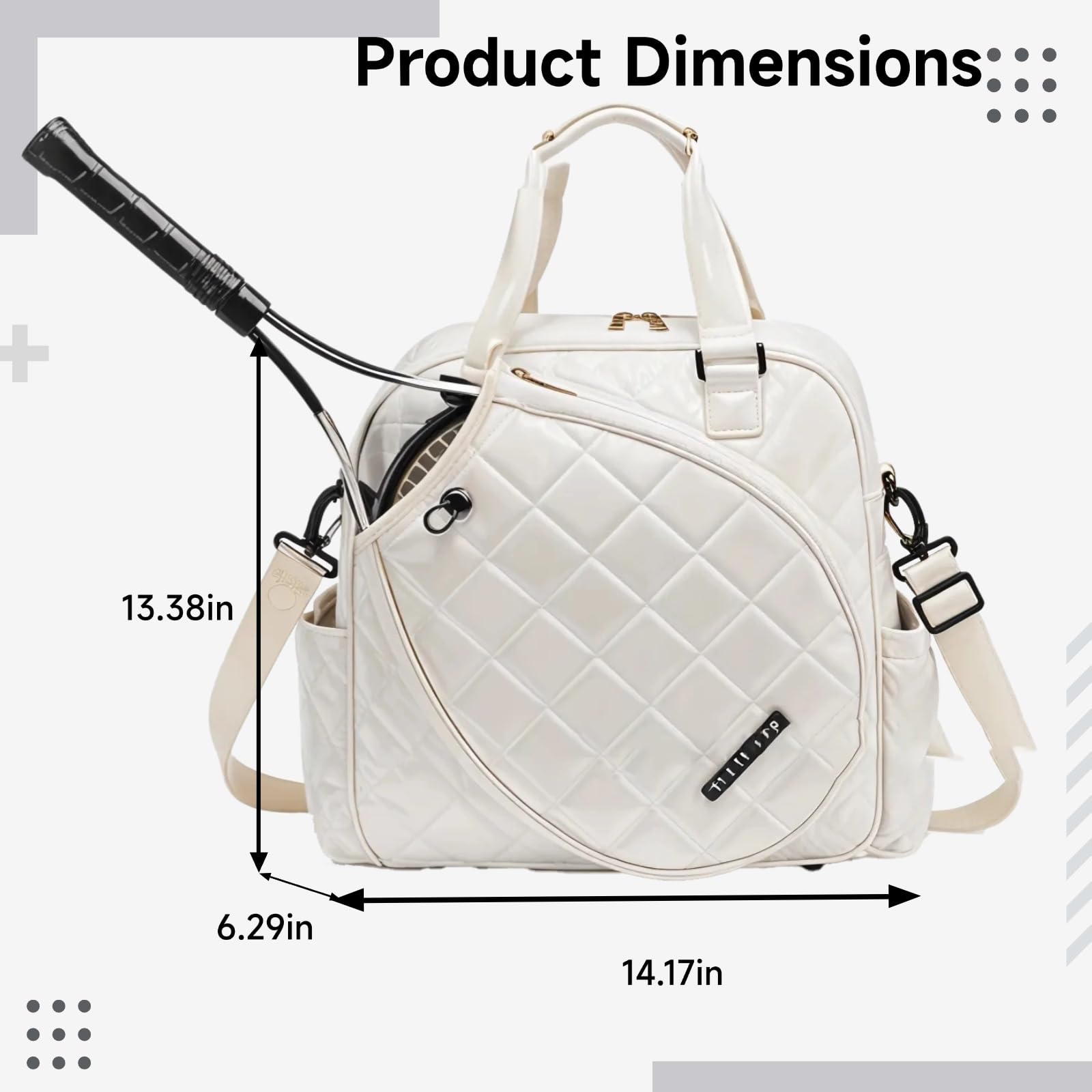 Bosreroy Foldable Tennis Racket Bag With Large Capacity, Adjustable Shoulder Strap, Waterproof Sports Tote For Gym, Cycling, Hiking, And Outdoor Activities