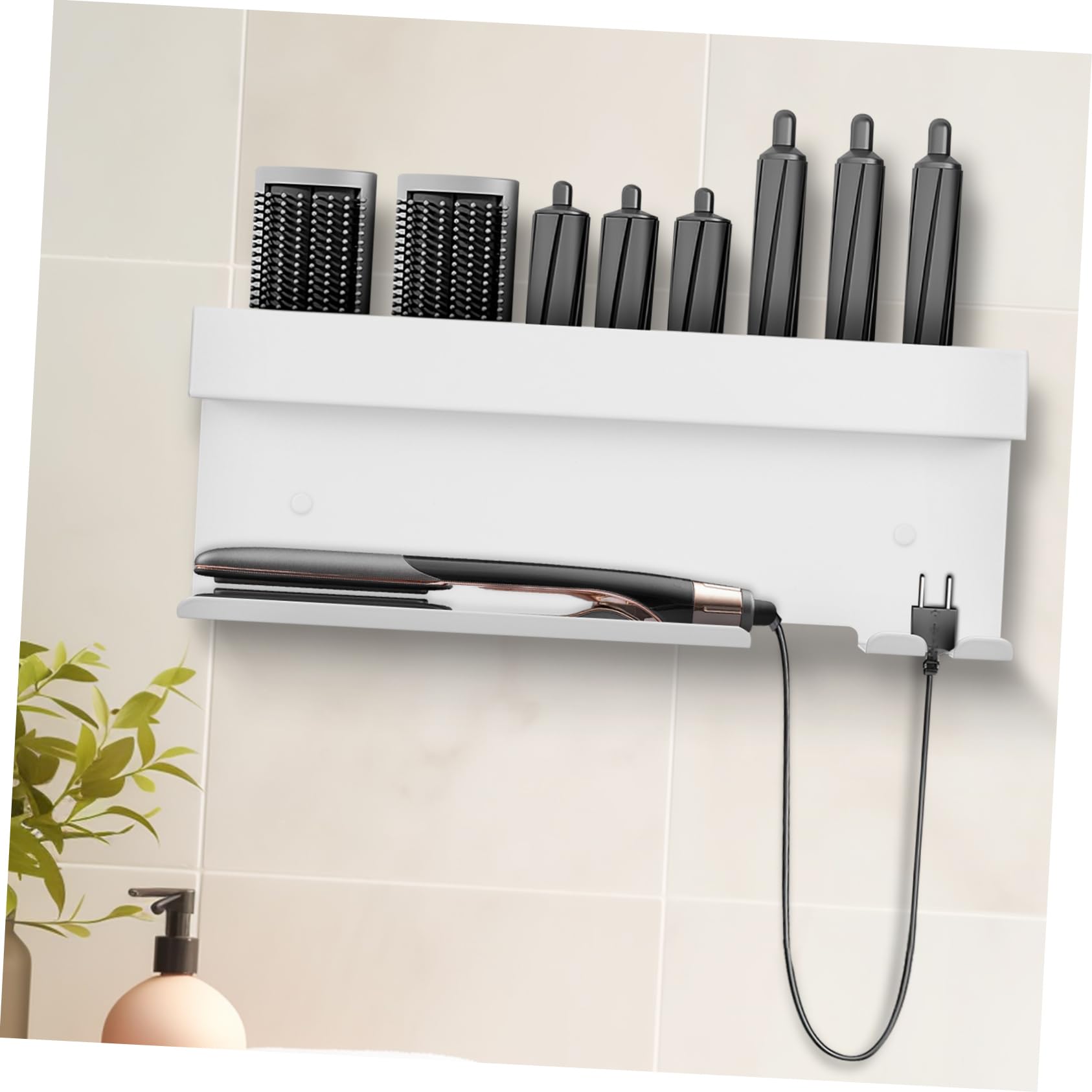 SOLUSTRE Wandhalterung für Haartrockner aus Aluminium, Weiß
