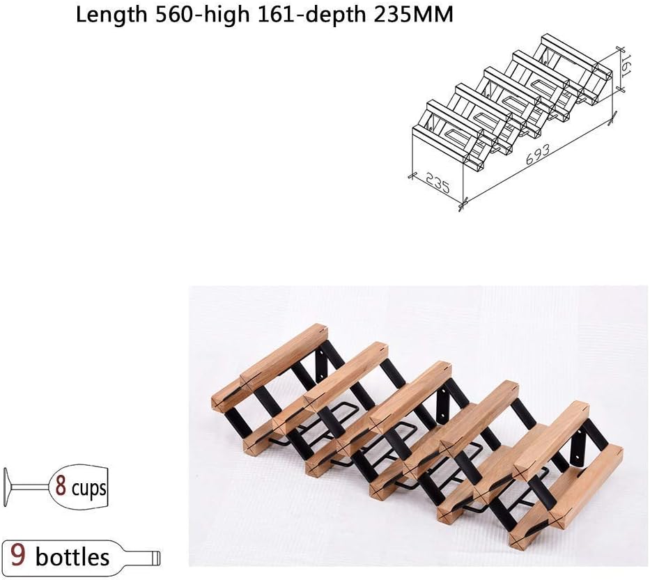 Stemware Racks Wine Rack Hang Cup Wall Hanging Household Household Wine Rack Creative Metal Solid Wood Upside Down Can Put 9 Bottles of Red