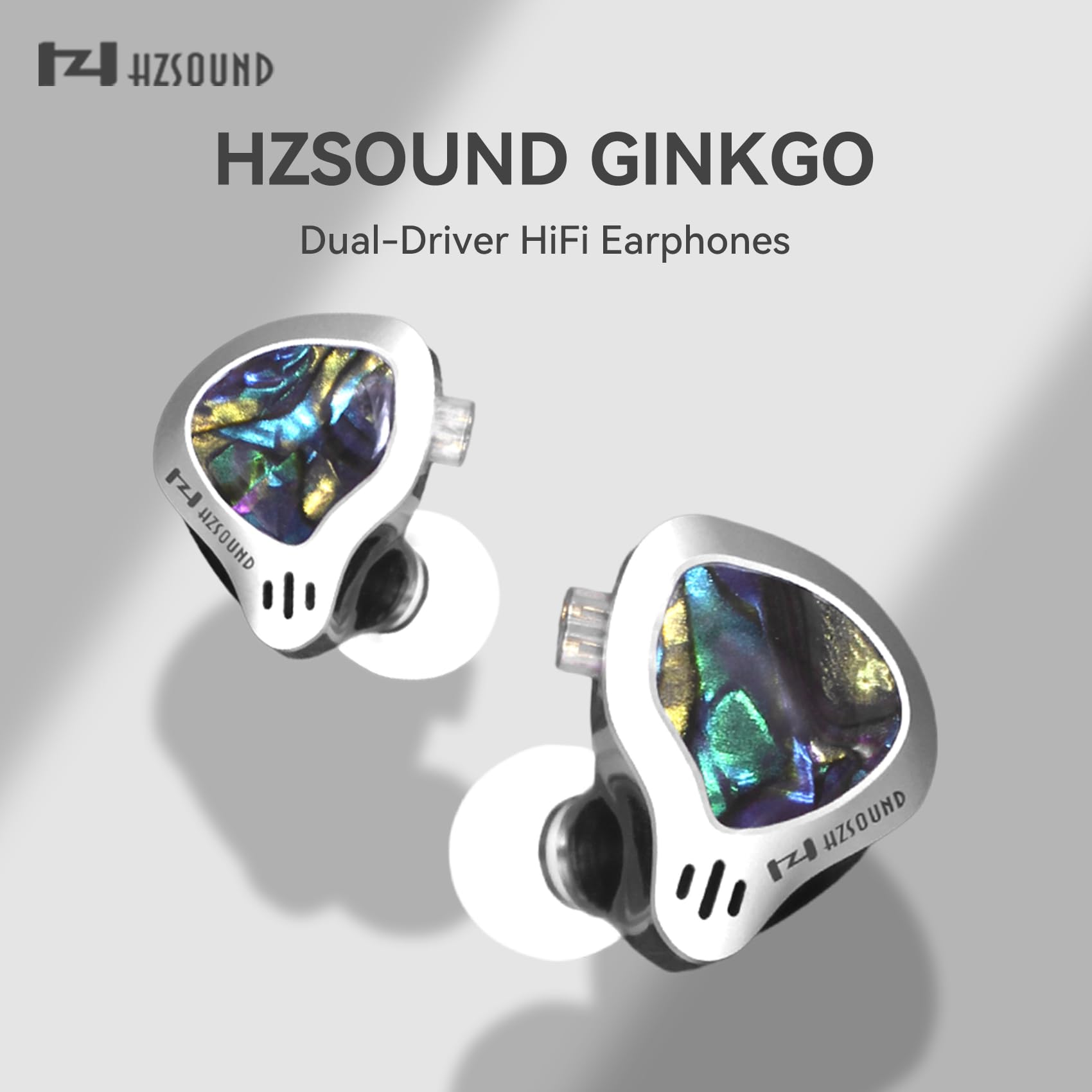HZSOUND Ginkgo Monitory douszne, 10 mm DD i 9 mm PZT Dual Driver IEM słuchawki z mikrofonem, przewodowe słuchawki z posrebrzanym kablem OFC, izolacja dźwięku Hi-Fi i szumów, dla muzyków, audiofilów