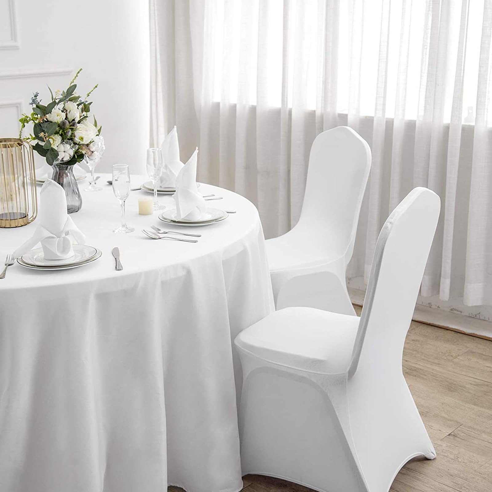 Stoelhoezen, wit, 10 stuks, universele stretch, afneembaar, elastaan
