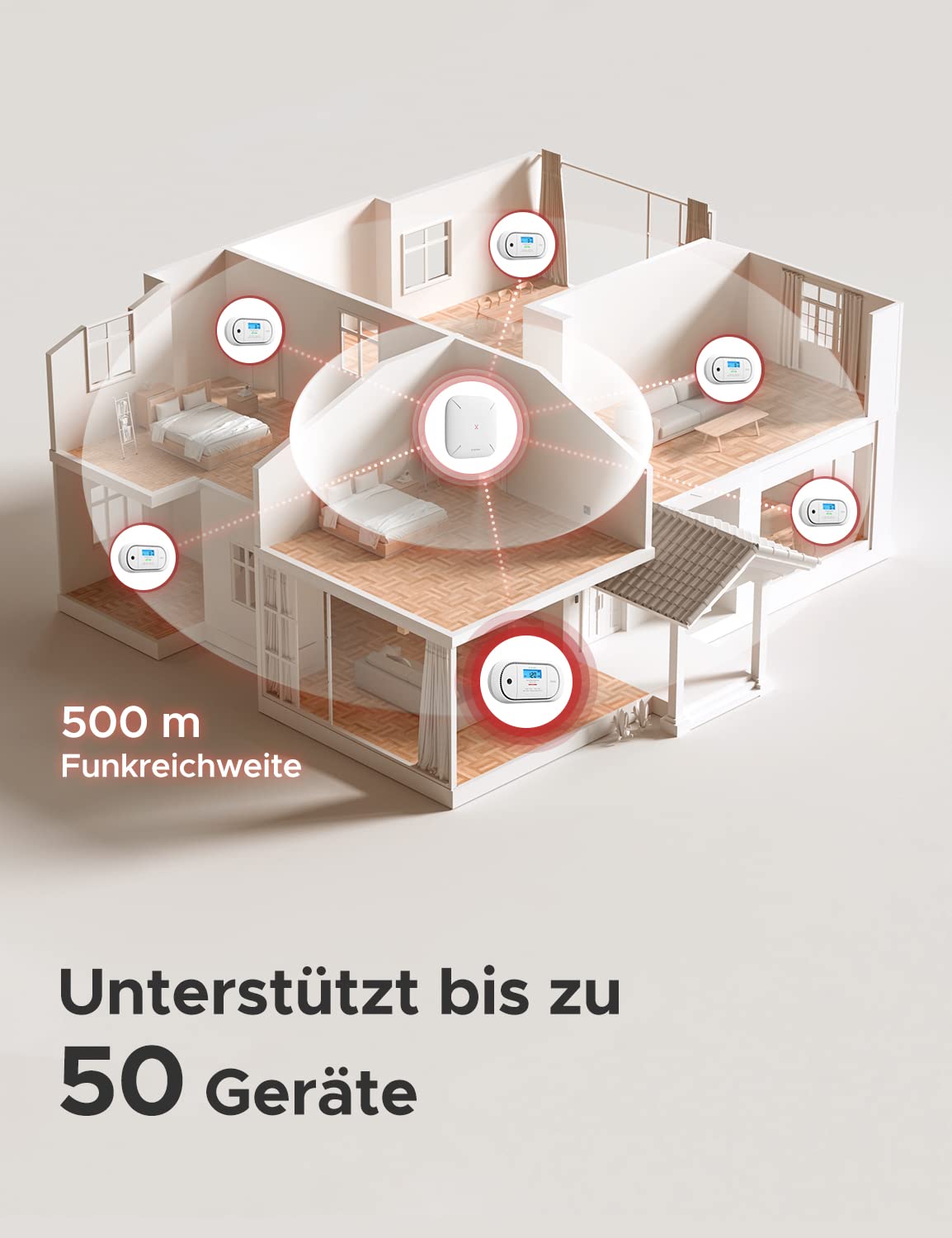 X-Sense XC01-M Kohlenmonoxid-Melder mit LCD-Anzeige, SBS50-Basisstation, austauschbarer Batterie, Spitzenwertspeicher, 1er-Pack