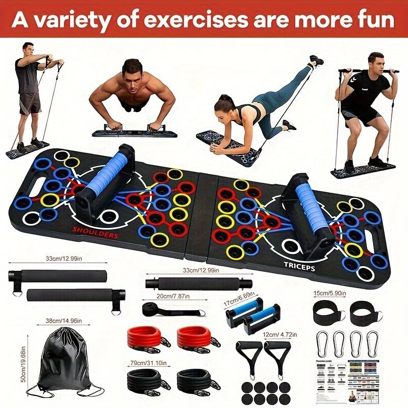 54-Loch Liegestützbrett - Multifunktions-Übungsgerät für das Home-Gym - Verstellbare Liegestützstangen für Brust-, Arm- & Kerntraining - Krafttrainingsgerät für Männer & Frauen