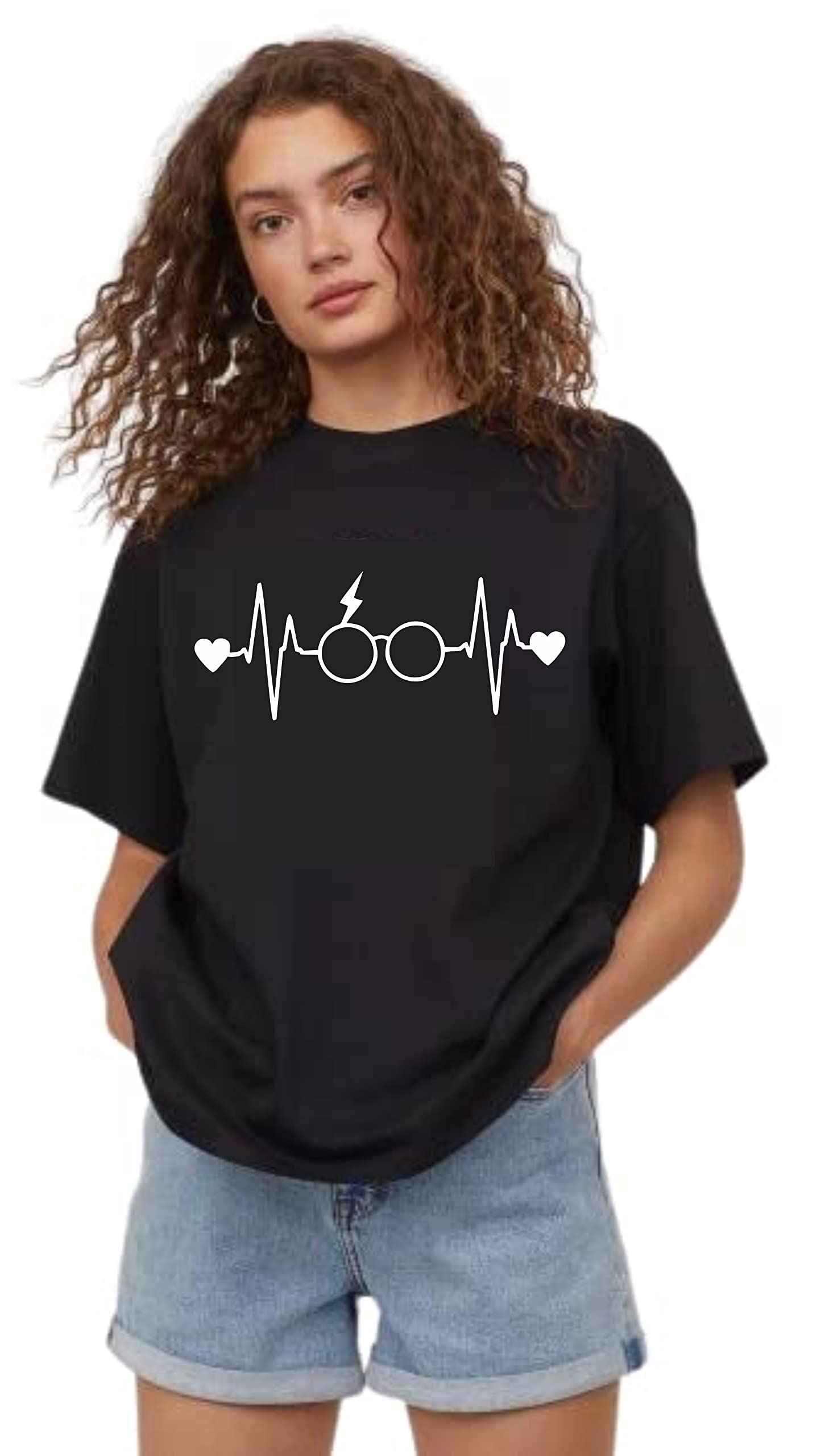 RS PRINTOversized Half Sleeve Tshirt for Women, Round Neck Harry Potter Printed Tshirt -X-Large