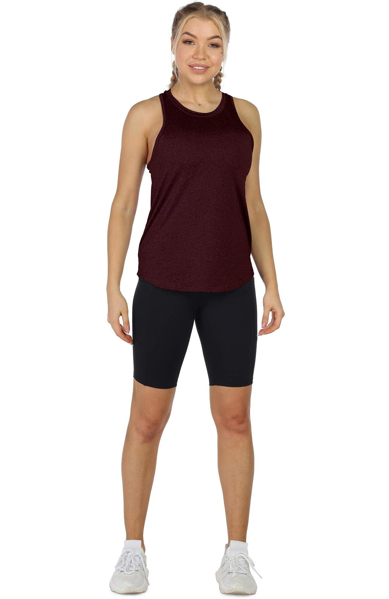 icyzone Damen Sport Tank Top Racerback Fitness Laufen Shirt Sport Oberteile Yoga Gym Top, 3er Pack
