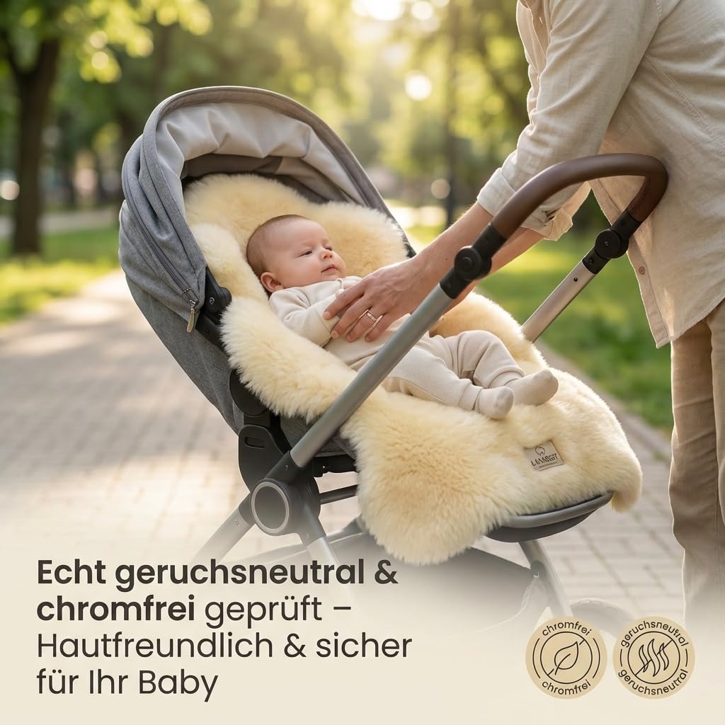 Pelle di agnello Merino per bambini. LANABEST premium qualita prodotta in Germania. Lavabile a 30 °. Particolarmente morbide, accoglienti e poco odorose. Senza cromo. BIO-QUALITA di cui ti puoi fidare = qualità del regalo. Lunghezza della pelle circa 70 c
