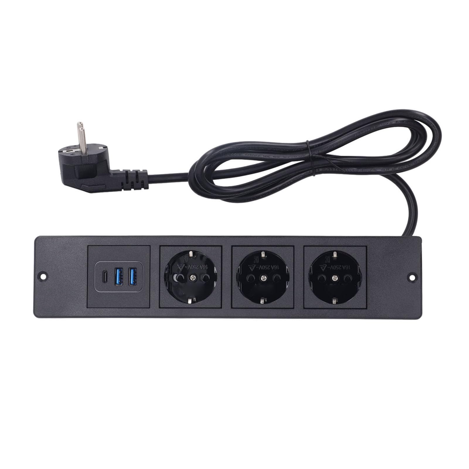 Keenso Presa a Scomparsa con 3 Prese e Porte USB (BLACK)