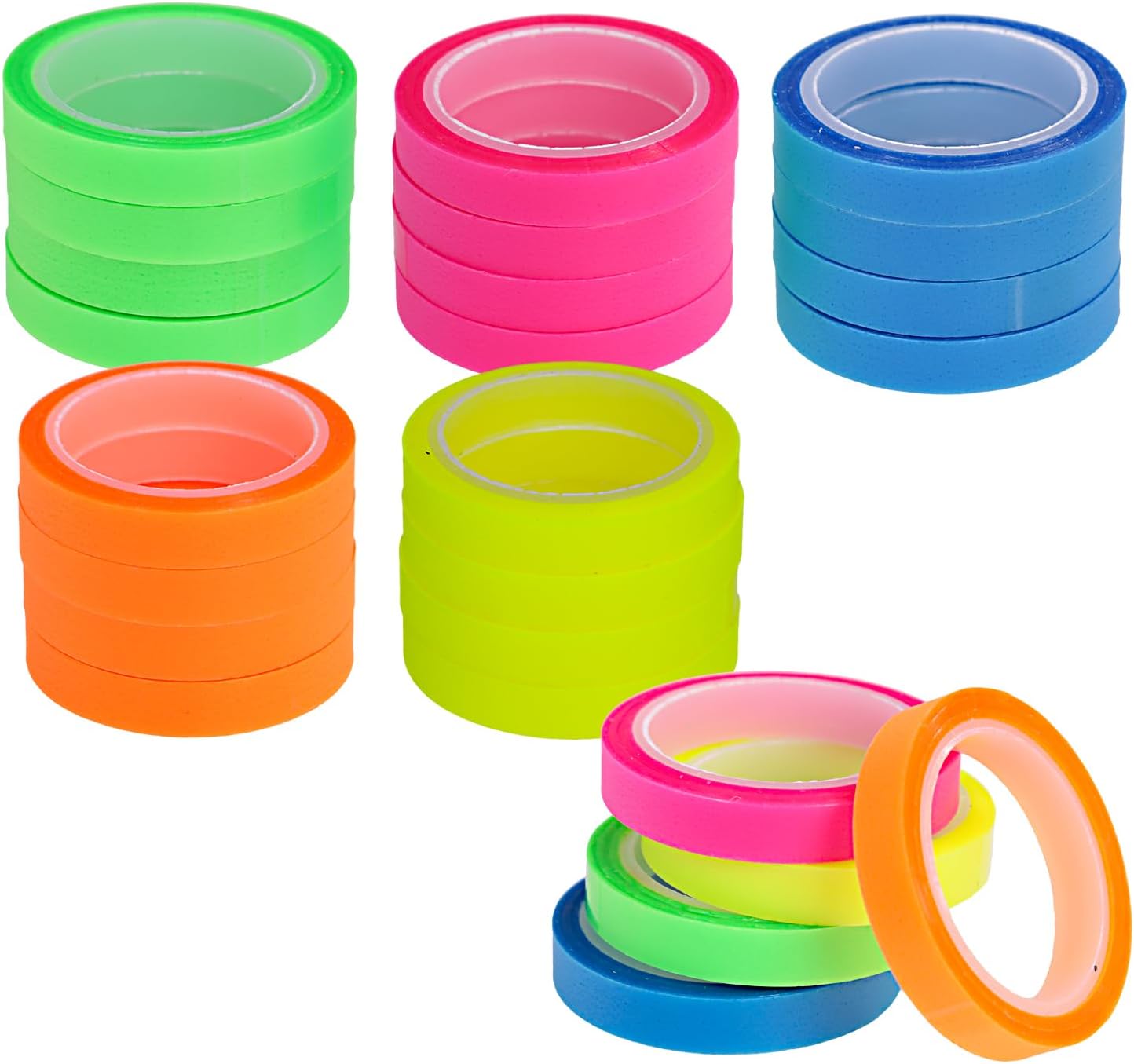 Patty Both 25 Rolls Highlighter Tapes,Colored Removable Fluorescent Tapes Wide