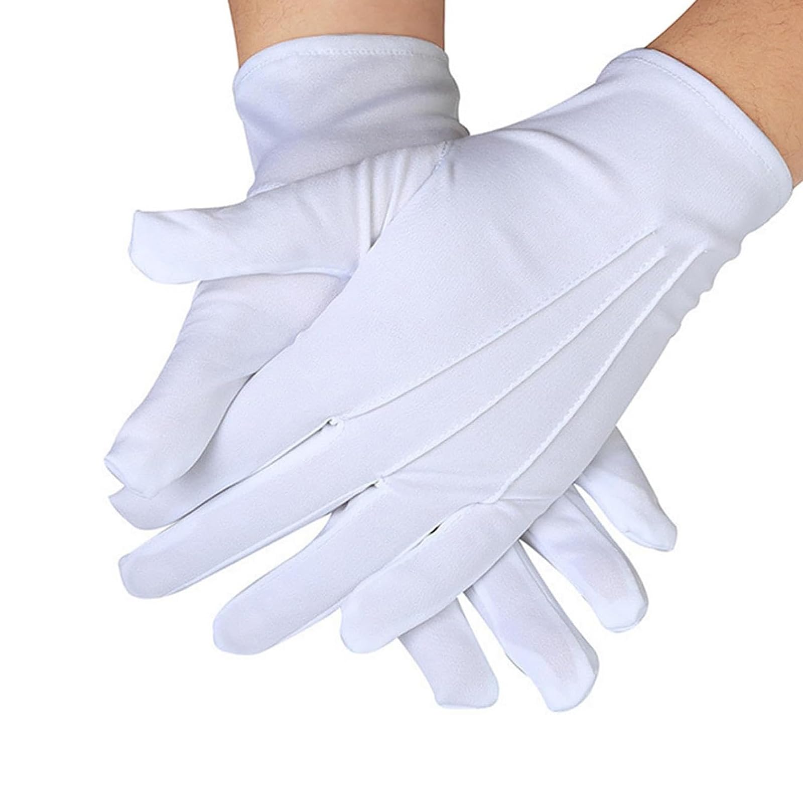 WQEDVN White Masonic Gloves Men, White Santa Gloves, For Wedding Server Parade Formal Guard Police Formal Tuxedo Jewelry Inspection