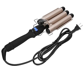 Curling Iron,ANGGREK 3 Barrel Curling Iron Wand Hair Waver Curler Iron Hair Waving Styling Tools Gold 110‑240V(32mm)