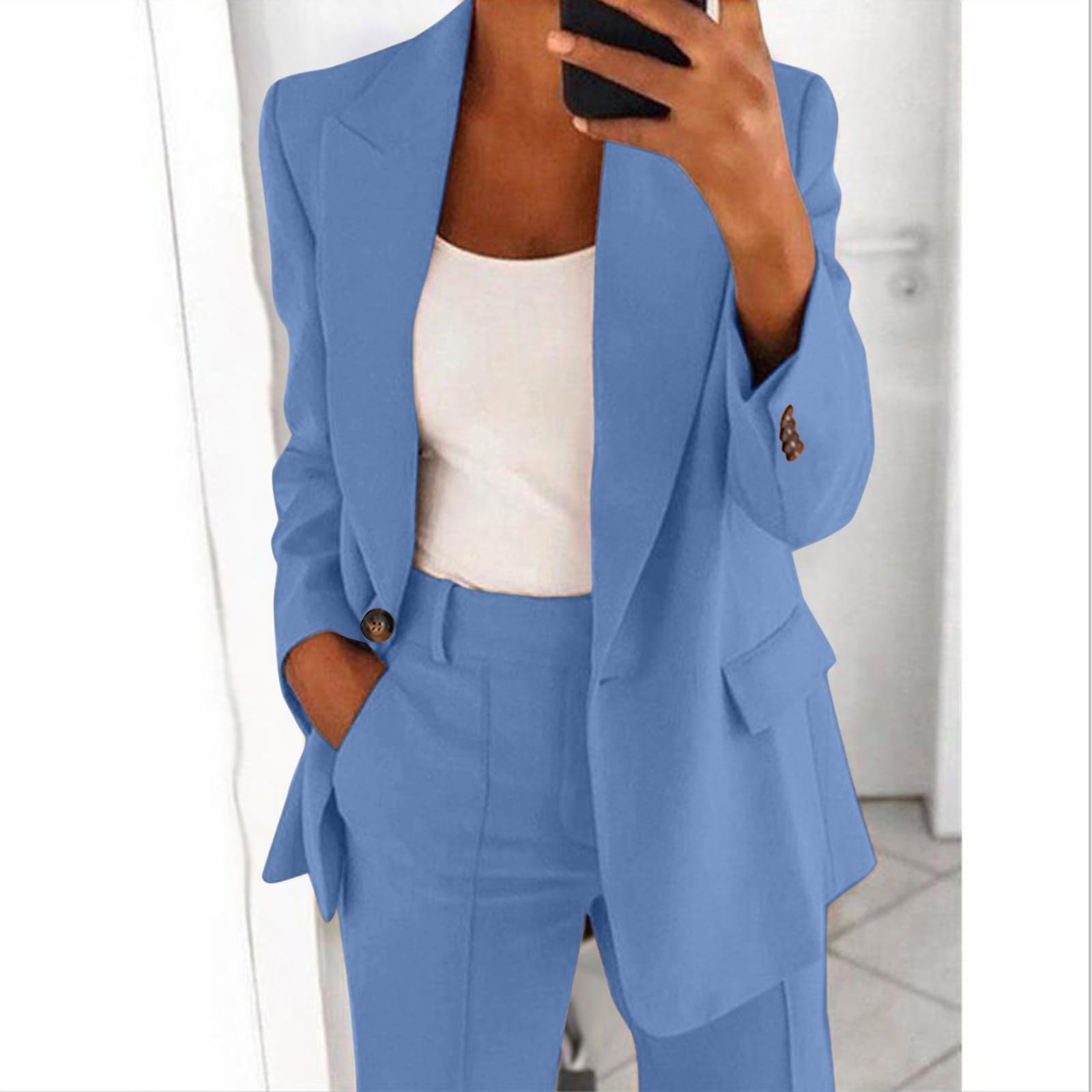 Damen Blazer Sportlich Elegant, Blazer Damen Lang Dressy Langarm Blazer Business Casual Outfits Für Die Arbeit Mit Tasche Kurzblazer Jacke Kurzblazer Mit Stretch Breathable Taillierter Blazer Damen