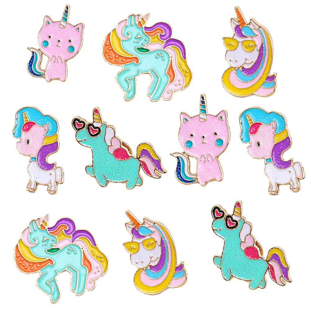 LUOZZY10pcs Enamel Pins Set Cute Pins for Backpacks Unicorn Enamel Pin for Backpacks Aesthetic Kawaii Animal Lapel Pin Brooch Pin Breastpin Unicorn Gifts