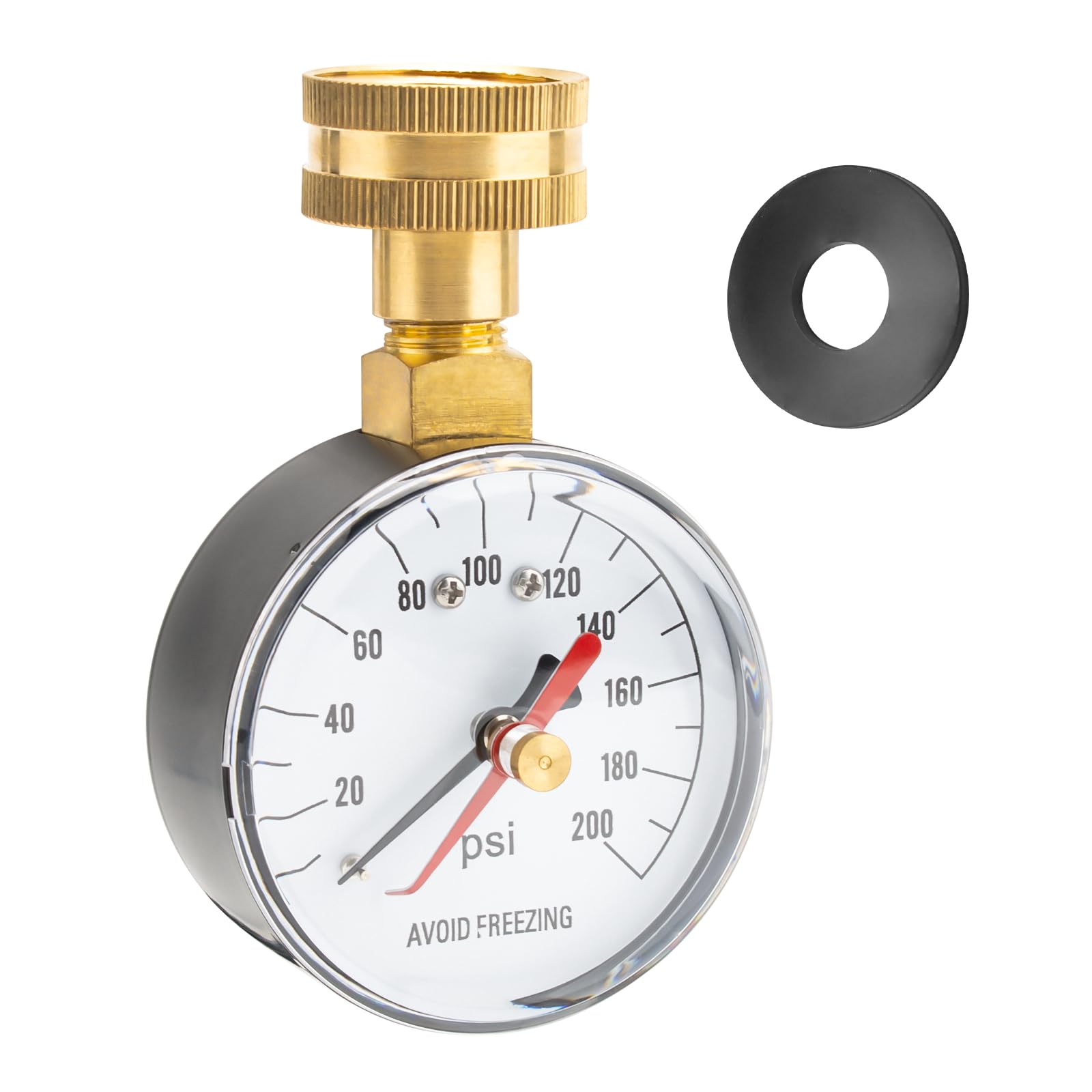 Water Pressure Test Gauge, 0-200 PSI 2-1/2" Dial 3/4" HT Hose Connection Water Pressure Gauge for Home Faucet, Garden Hose Bib, Heater Drain Connection-image-39