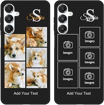 Styletify Custom Photo Cases for Samsung Galaxy A16 5G, Customized Personalized Pictures Collage Black Silicone Soft Rubber Cover, Customizable Gift for Birthday Christmas Anniversary Friends Family