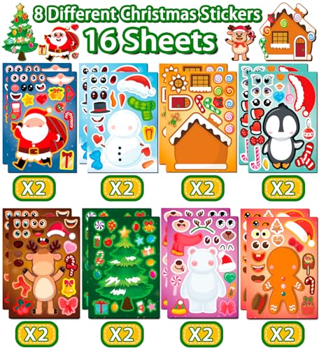 Christmas Stickers,Stocking Stuffers for Kids,Make-a-face Stickers for Kids - image 3