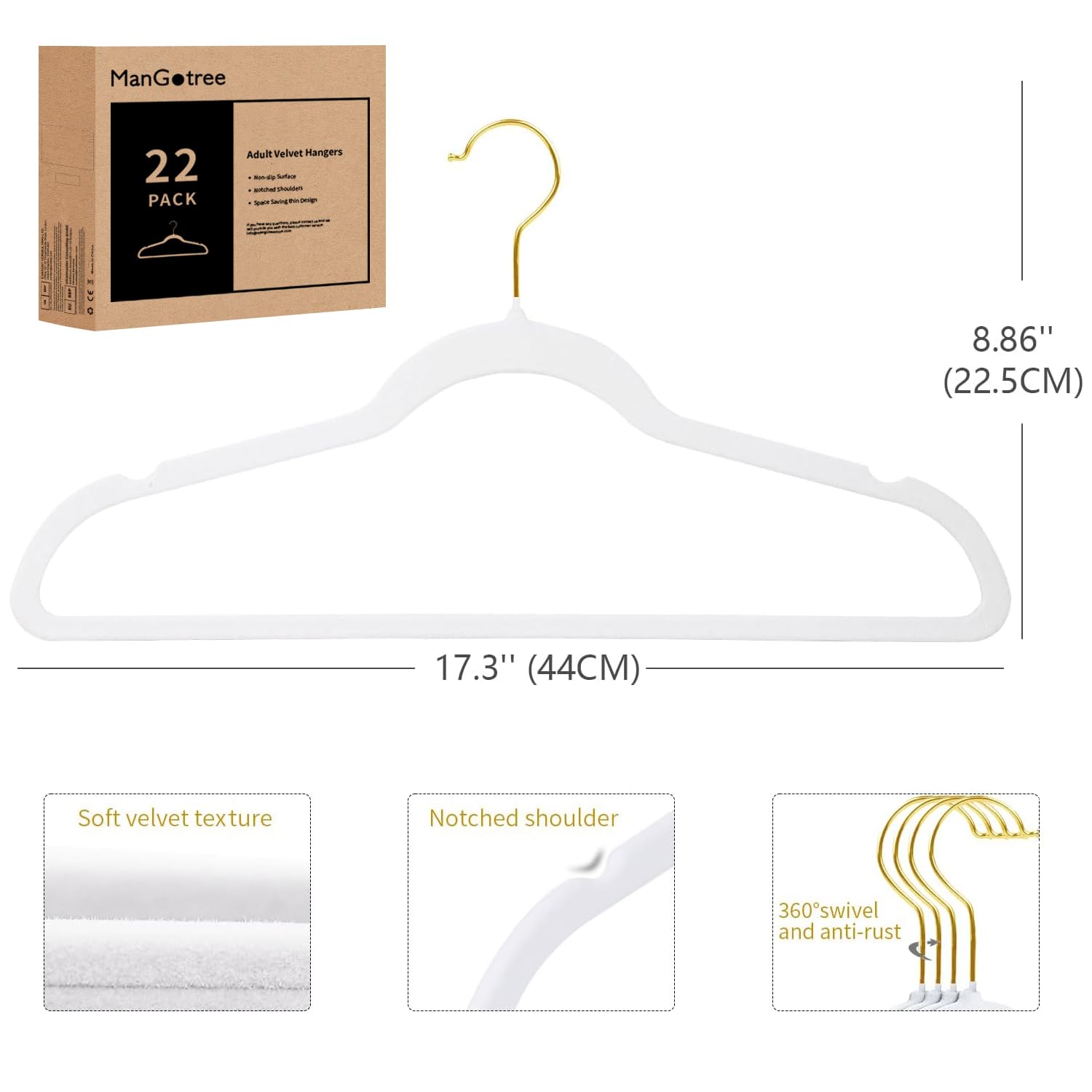 Lot De 40 Cintres Pour Vêtements Adulte Premium + Avec Crochet Pivotant A 360 Vivezen Beige P1443826c1443827