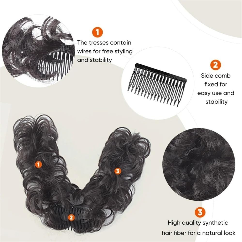 Chignon finto Chignon sintetico spettinato, versatile, regolabile, con clip laterale, for donne Donne(27H613)
