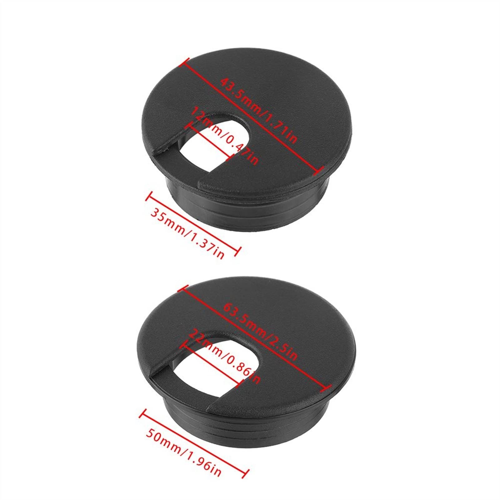 Passacavo da scrivania Passacavo da tavolo, copriforo for cavi in ​​ABS da 35/50 mm, copriforo for cavi, ferramenta for mobili, supporto for linea in plastica for scrivania del computer(White-50mm)