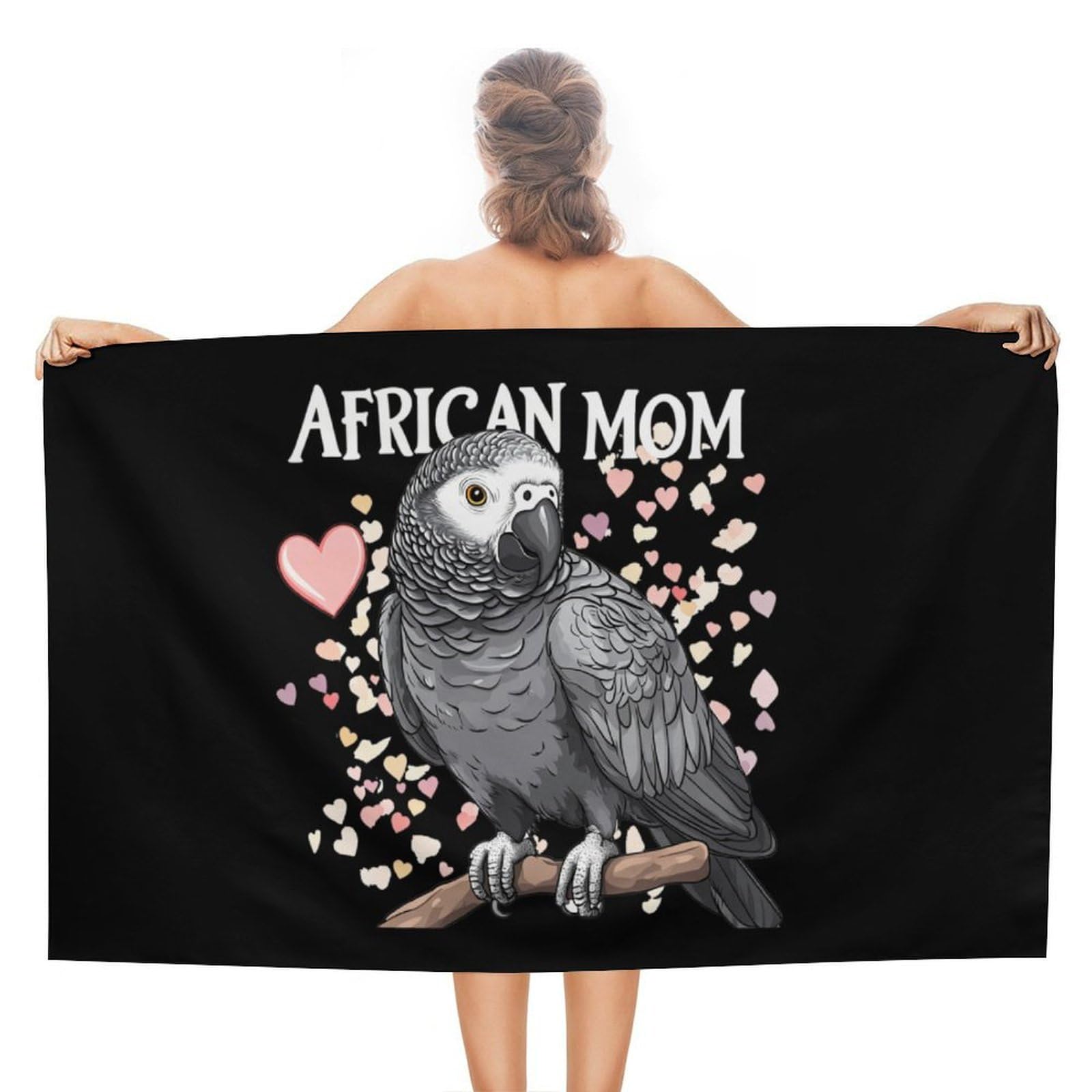 CGSBNGHA Beautiful African Grey Parrot Beach Towels Soft Bathroom Bath Pool Swim Towels for Women Men