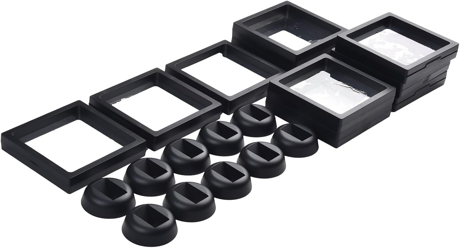 10 Pack 3D Floating Coin Display Holders 110mm Black Frames Pennies Medals Stamps Jewelry Casino Chips Souvenir (black)