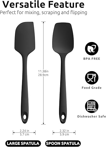 Miniatura 2 de U-Taste Espátula plana y espátula de cuchara raspador de tazón de silicona resistente al calor de 11.38 pulgadas y 600 F, utensilio de cocina