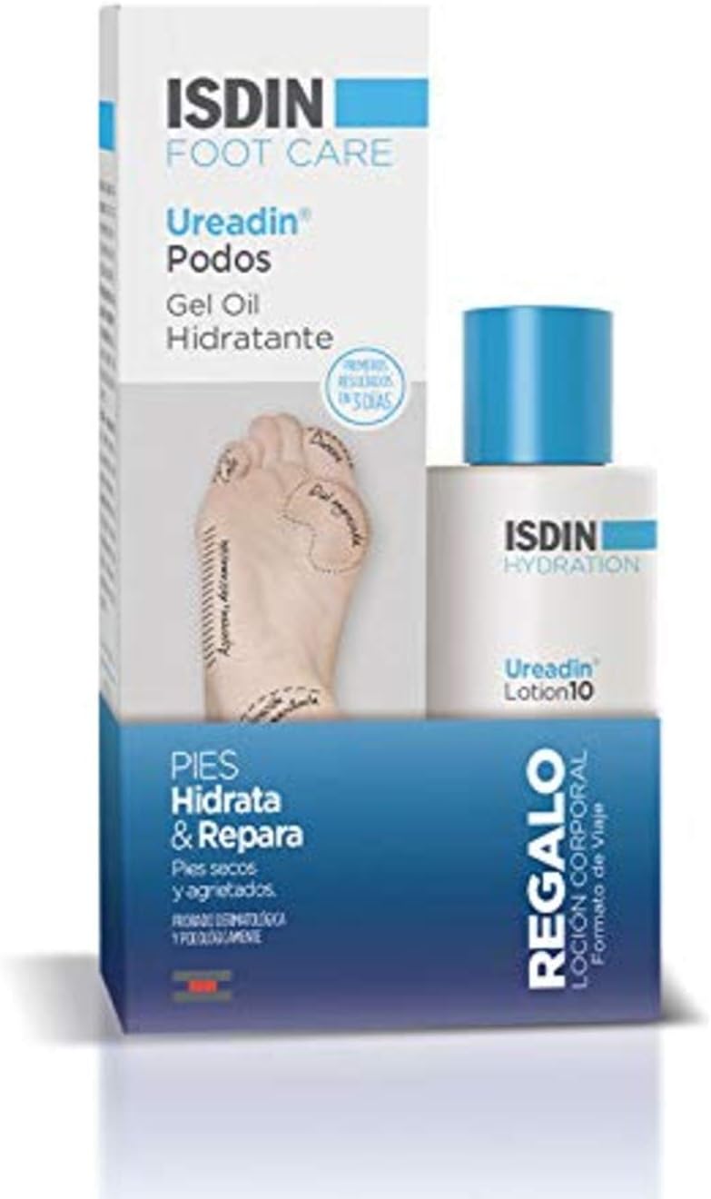ISDIN Ureadin Podos Gel Oil Hidratante Pies Secos y Agrietados, 75ml+REGALO Loción Corporal, 100ml