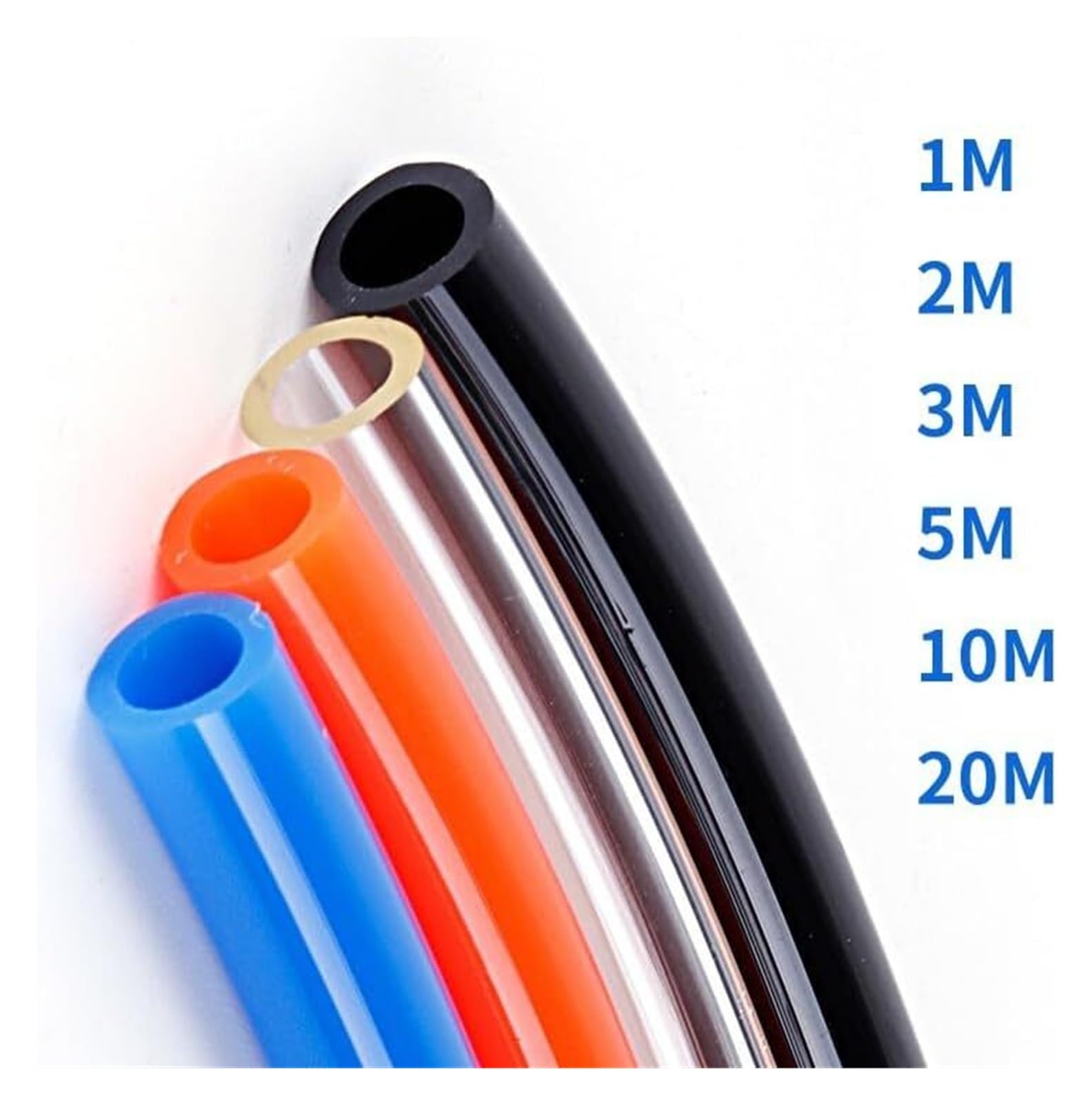Manguera de aire de PU, manguera de compresor, manguera de aire de goma flexible, tubo neumático, mangueras de PU de 12 mm y 14 mm for compresor, tubería de poliuretano.(12x8mm,20Meter)