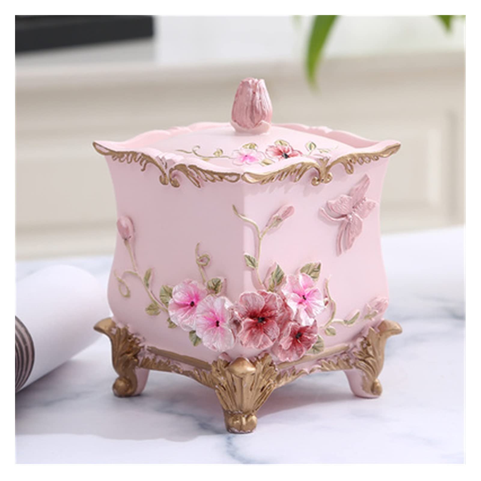 GHKsdgET toothpick holder, Resin Cotton Swab Holder - Stylish Cosmetic Storage Box for Q-tips and Toothpicks Double Compartment Design