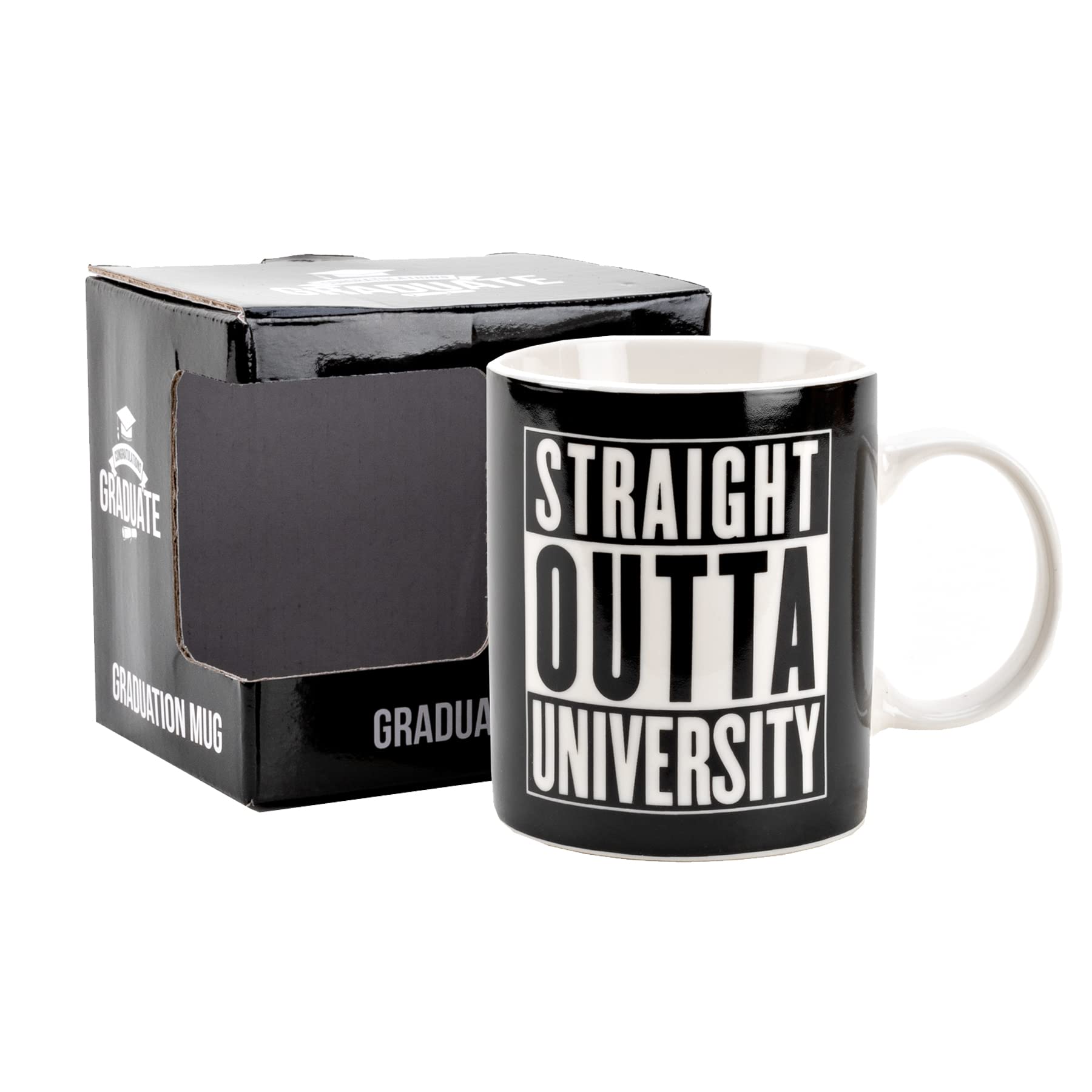 Gift Boxed White and Black Mug - Graduation Straight Outta University - CM347 - Image 3