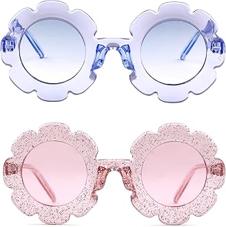ADE WU Sunglasses for Kids Round Flower Cute Glasses UV 400 Protection Children Girl Boy Gifts