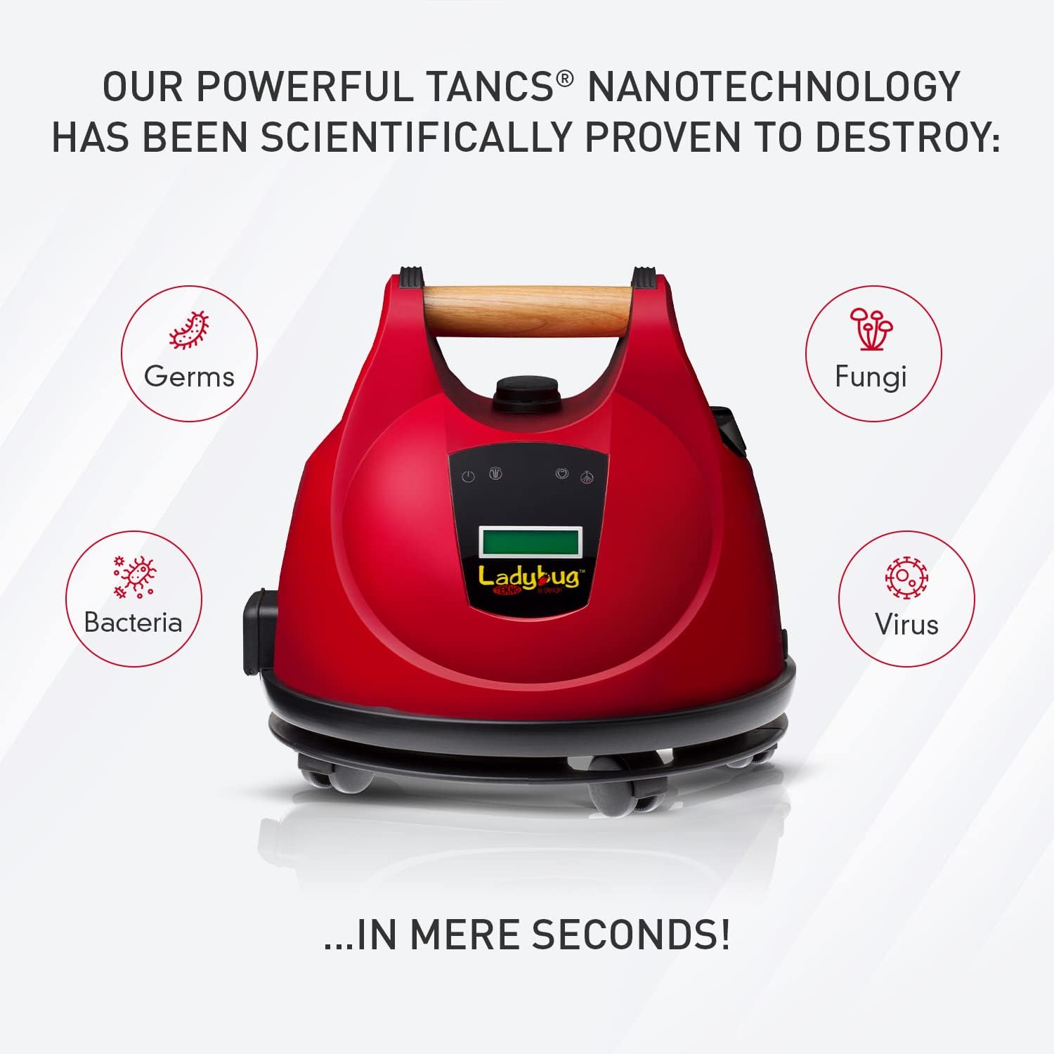 review Ladybug® 2350 Steam Cleaner Vapor System, Heavy duty Floor Cleaner for Home and Commercial Use, Cleaning that Kills Bacteria, Viruses & Fungi, Incl. Cleaning Accessory Set and Trolley