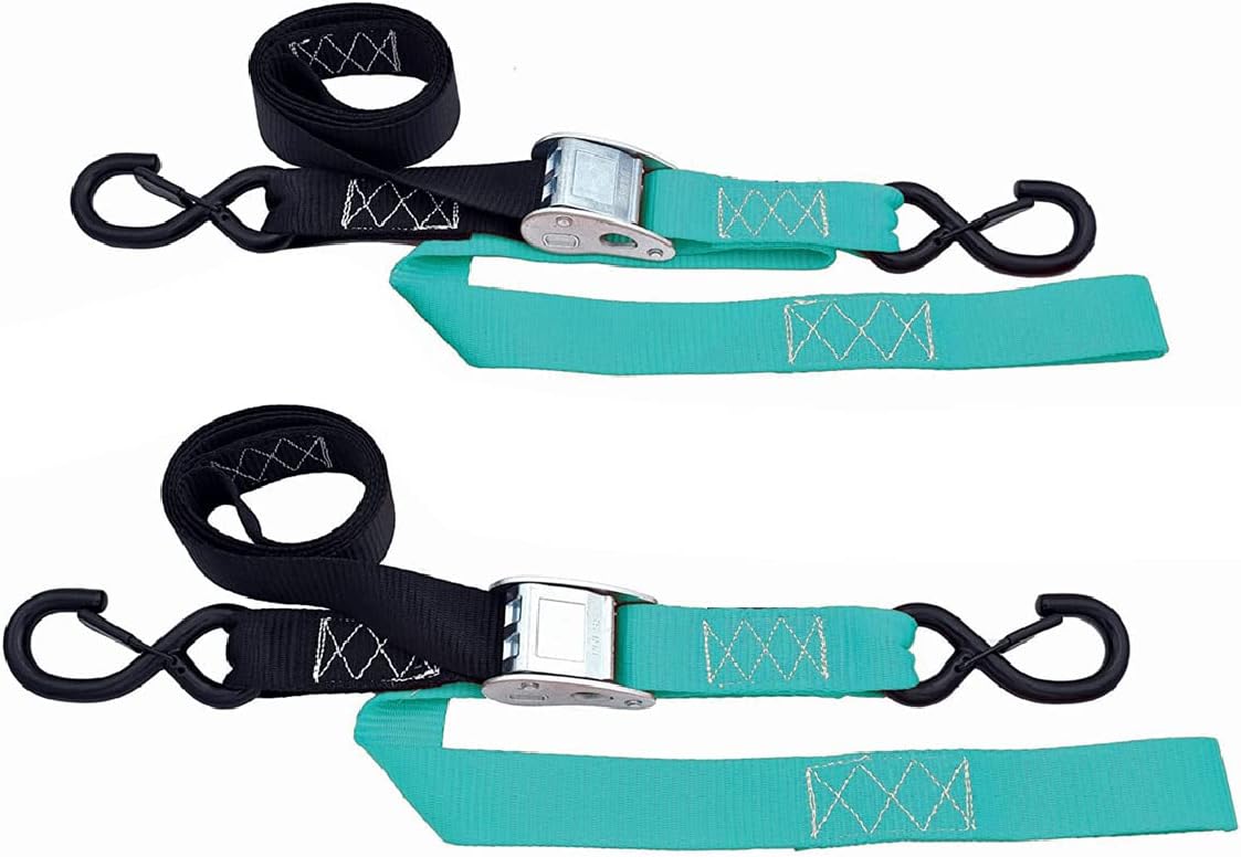 Motorcycle Soft Loop Tie Down Straps – 1.5” x 84” Reinforced Straps for Dirt Bikes & Motorcycles with Rubberized Hooks and Cam Buckle