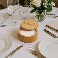 Vista 2 de Dependable Industries - Caja de bambú natural para sótano con tapa magnética de bloqueo giratorio, organizador de cocina, para panaderos (11 onzas)