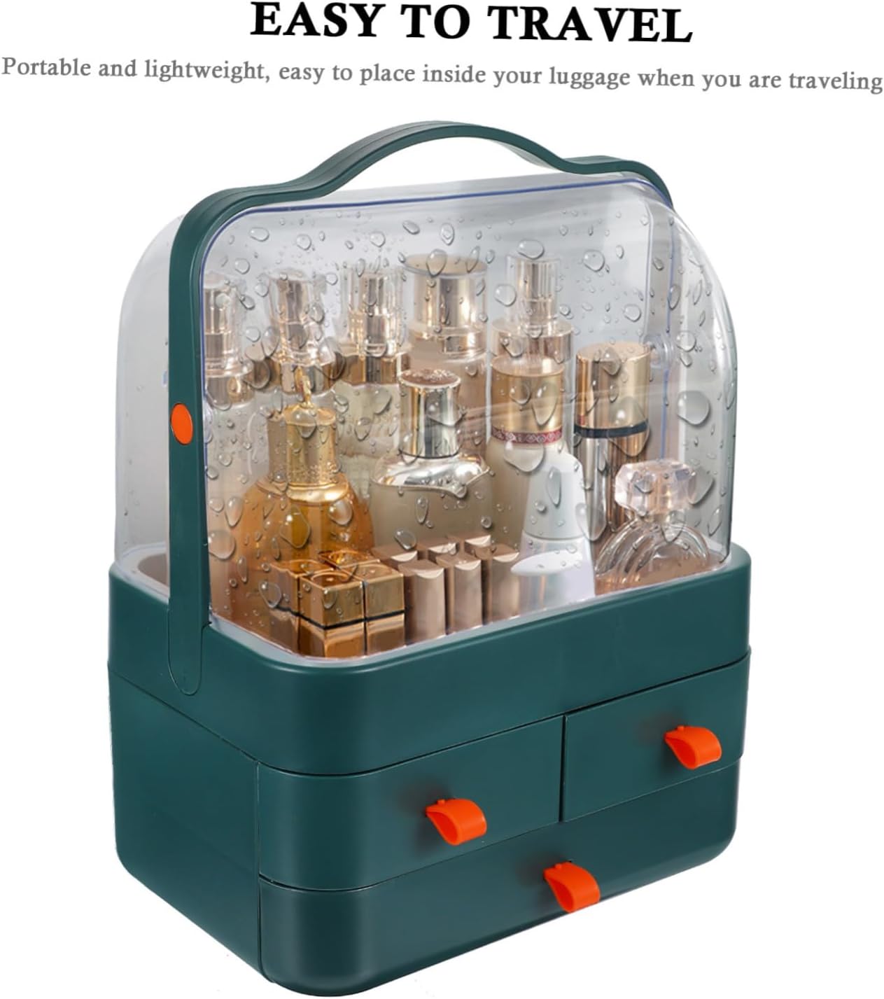 Cosmetic Storage Box Dust Jewelry Organizer for Desk Large Makeup Display Case Green for Travel Special Occasions