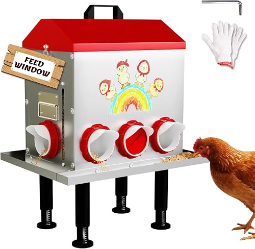 StellarStar 55LB Automatic Chicken Feeder with 8 No-Waste Ports, Clear Window & Rust-Proof Metal StellarStar 55LB Automatic Chicken Feeder with 8 No-Waste Ports, Clear Window & Rust-Proof Metal