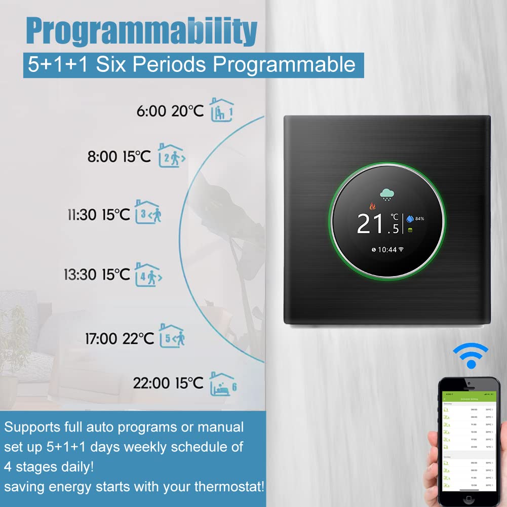 Termostato Caldaia A Gas Wifi con Digitale Programmabile,Cronotermostato wifi Smart Compatibile con Alexa Google home,Termostato Ambiente Intelligente Controllo Vocale