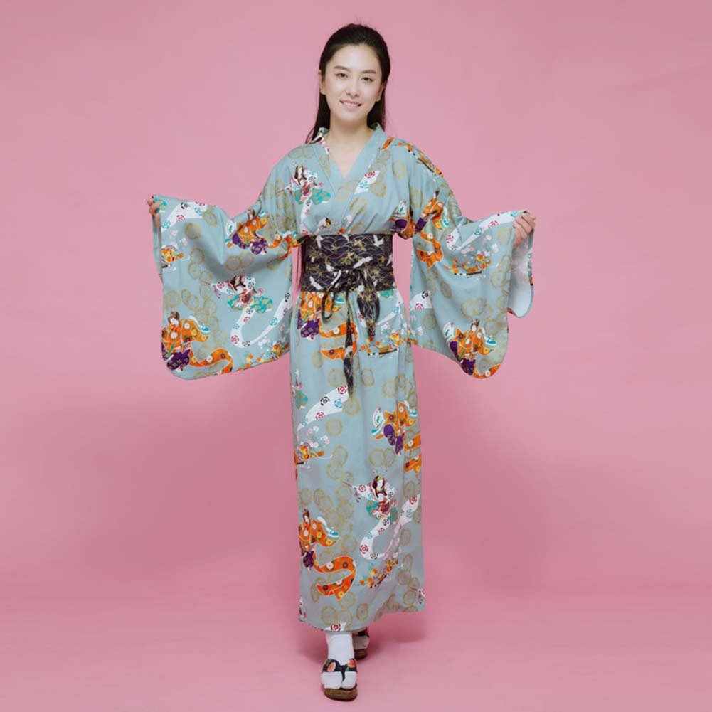 FANCYPUMPKIN Albornoz del traje del Kimono de las mujeres retras del estilo japonés con la pretina, mujeres de la vendimia