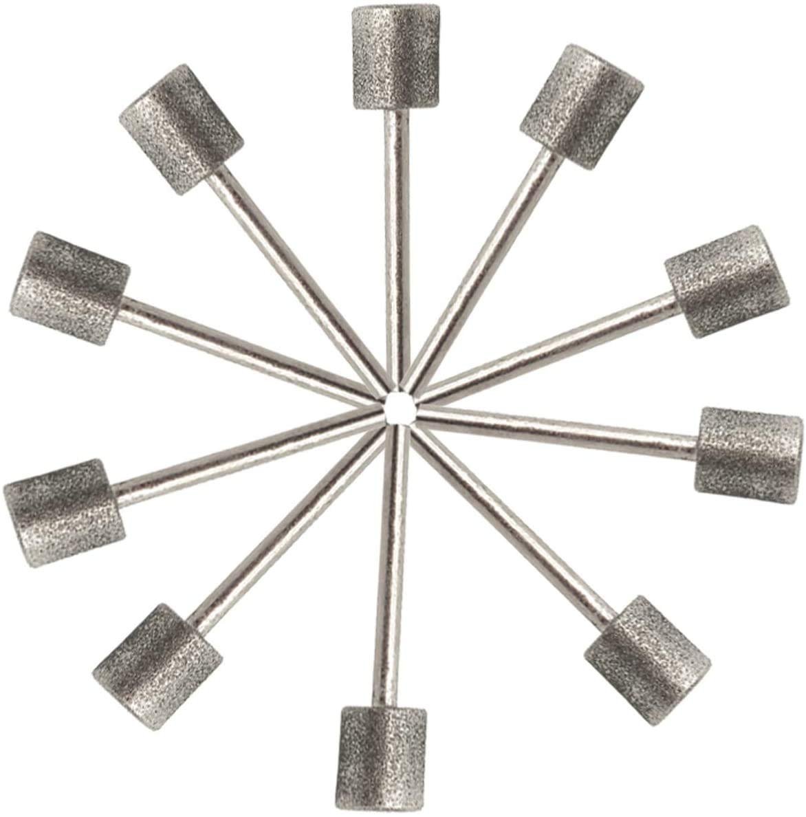 Utoolmart 10 mm średnicy cylindra głowica diamentowa powlekana zadziorem punkty szlifierskie wiertło 6 mm śr. trzonek 150 ziarnistość diamentowa wiertło do formowania szlifowania otworów wewnętrznych 10 szt.