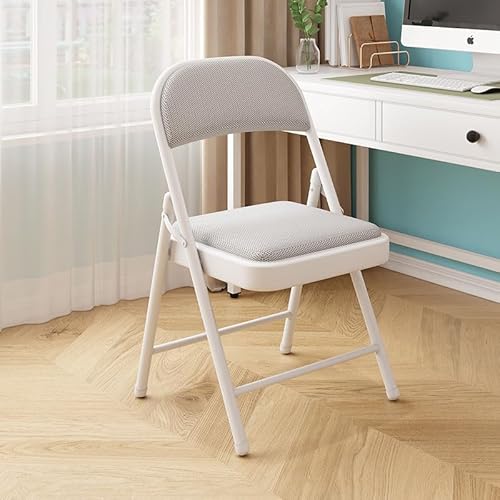 AOSIDIYA 折り畳み椅子 折りたたみ椅子 パイプ椅子折りたたみチェア パイプ椅子 ダイニングチェア 学習チェア 食卓椅子 シンプル 折り畳み式 金属製 省スペース 滑り止め 耐摩耗性 インストール不要 (ホワイトグレー - メッシュ)