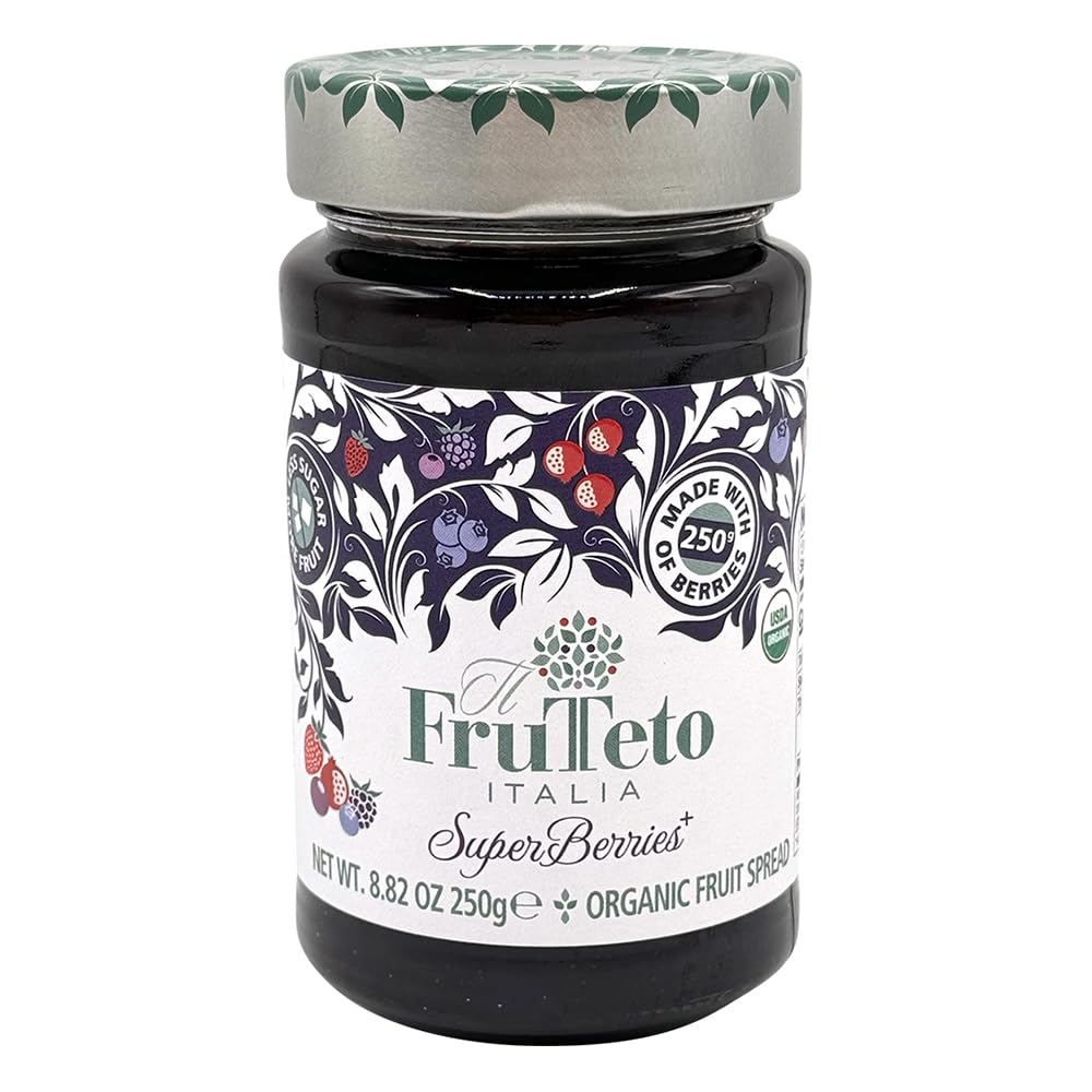 il Frutteto Italia 100% Superberries with açai. Organic fruit spread. Pack of 6 jars. MADE IN TUSCANY only with fruit. No Added Refined Sugar. No Preservatives.
