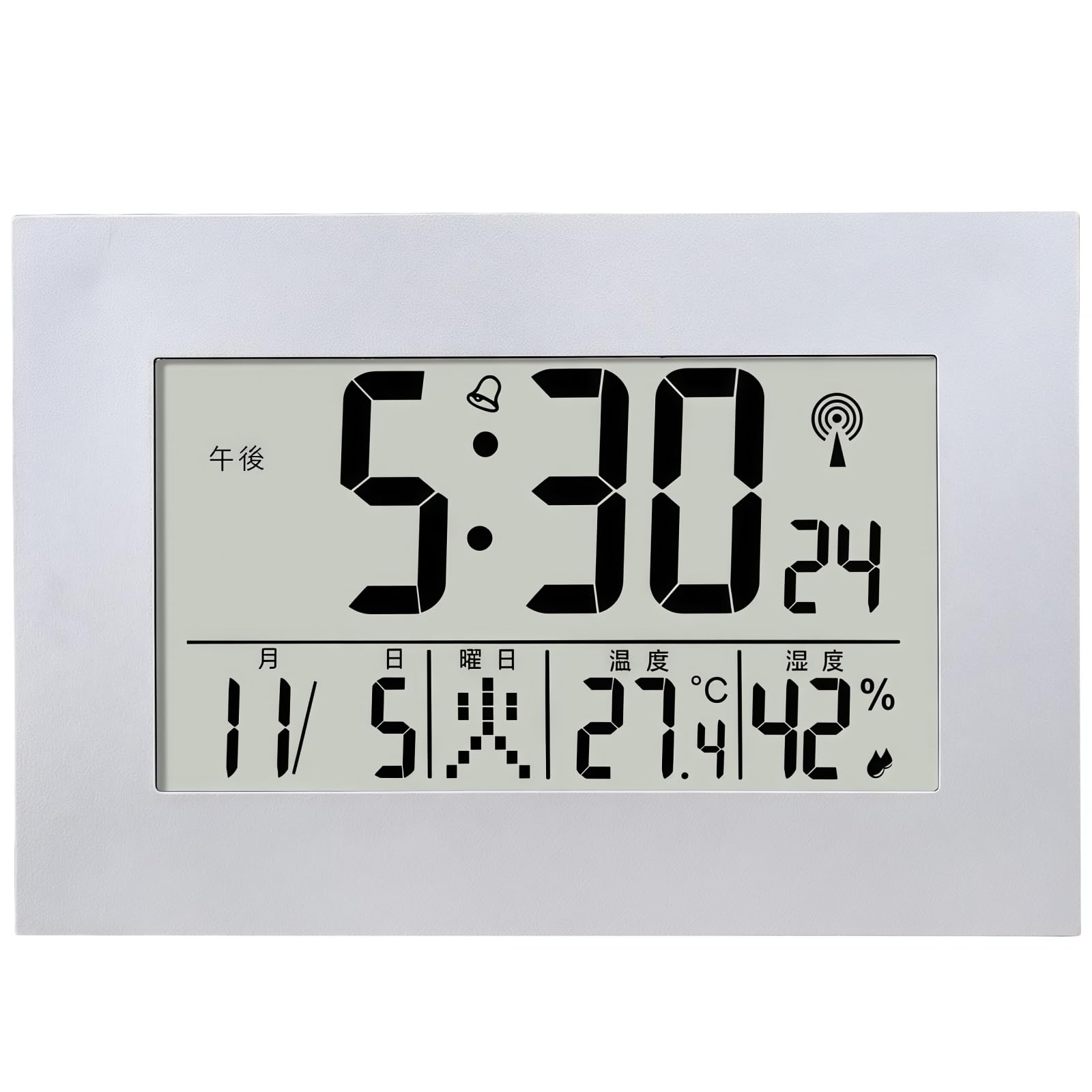 置き時計 目覚まし時計 デジタル 電波時計 温度計 湿度計 カレンダー 掛け時計 日付・曜日 表示 寝室 卓上用