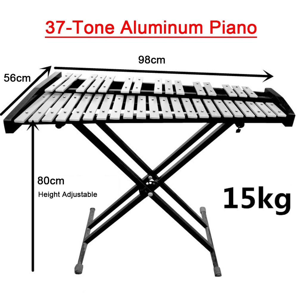 Kit di Strumenti a percussione xilofono Glockenspiel a 37 Note per Principianti Professionisti con Mazze di Supporto Regolabili e Borsa per Il Trasporto