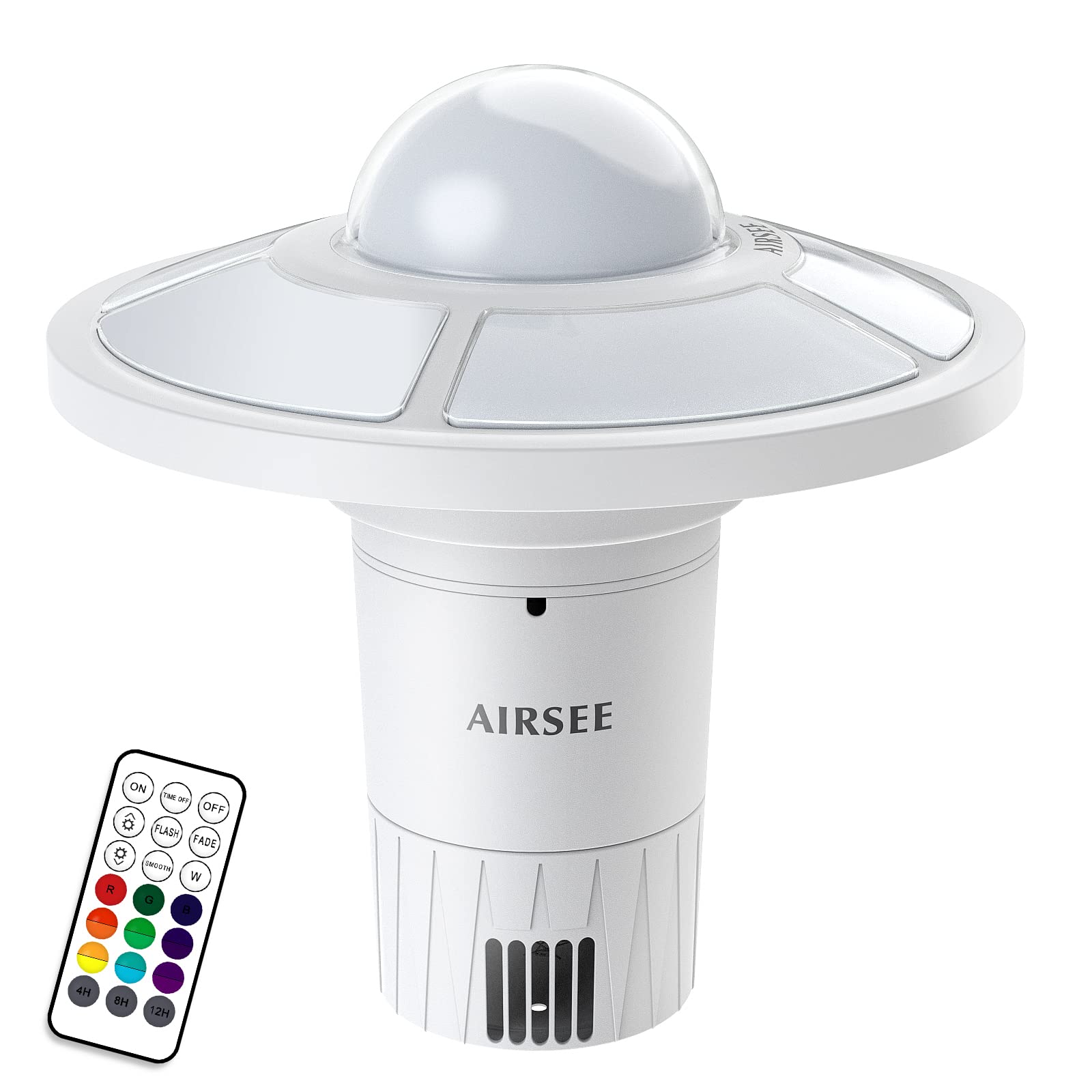 AIRSEE Pool Chlorine Floater with Rechargeable UFO Lights, Pool Chemical Dispenser for 4x3� Chlorine Tablets with Colorful Pool Light, 16 Colors, 3 Color Modes, Detachable, Timer Setting, Large